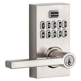 Kwikset SmartCode 917 Series 99170-003 Smart Lock, Satin Nickel, Residential, AAA Grade, Metal, Lever Interior Handle